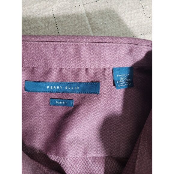 Perry Ellis Mens Shirt Size 2XLT Tall Button Up  Long Sleeve casual Slim Fit (32 - Picture 9 of 11